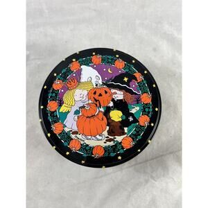 Punkin' Patch Kids Halloween Tin Cookie Candy Container Round CGD Vintage 1987